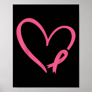 Heart Pink Ribbon Breast Cancer Awareness Month Wo Poster
