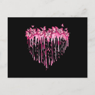 Heart Pink Ribbon Butterflies Breast Cancer Awaren Postcard
