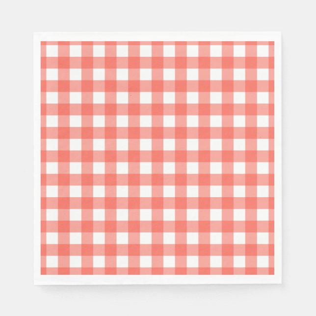 Heart Pizza Party Napkins | Red Chequered Italian (Front)
