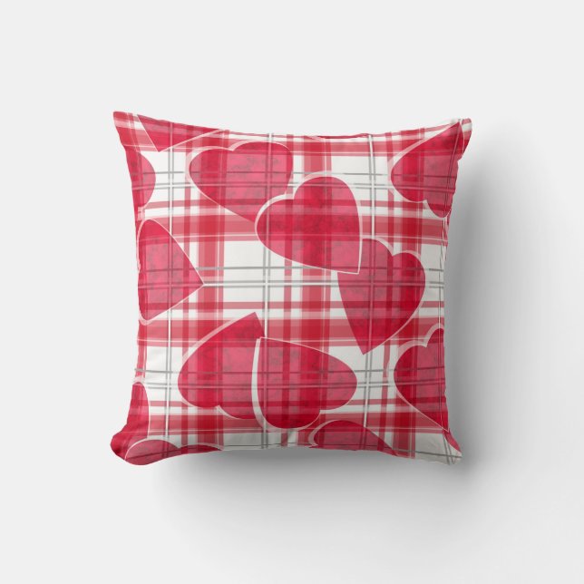 Heart plaid cushion (Front)