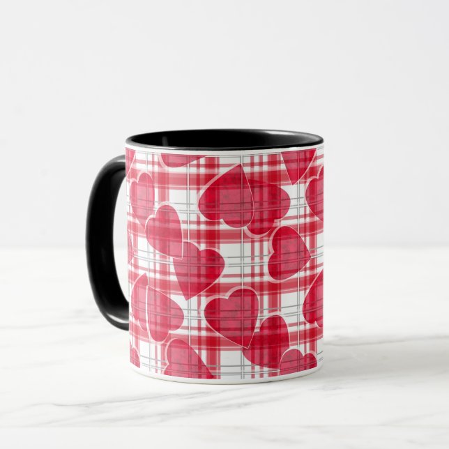 Heart plaid mug (Front Left)