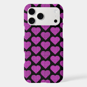 Heart Plaid Pink Black iPhone Slim Case