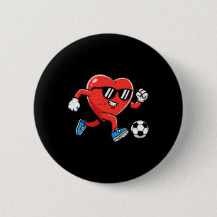 Heart Play Soccer Valentines Day For Teens Boys Gi 6 Cm Round Badge
