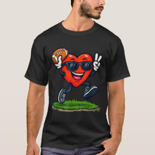 Heart Playing American Football Rugby Valentine Me T-Shirt