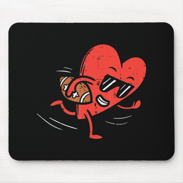 Heart Playing American Football Valentines Day Spo Mouse Pad (Front)