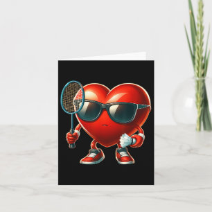 Heart Playing Badminton Valentines Day Valentine M Card