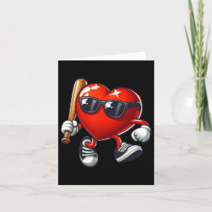 Heart Playing Baseball Funny Valentine's Day Febru Card
