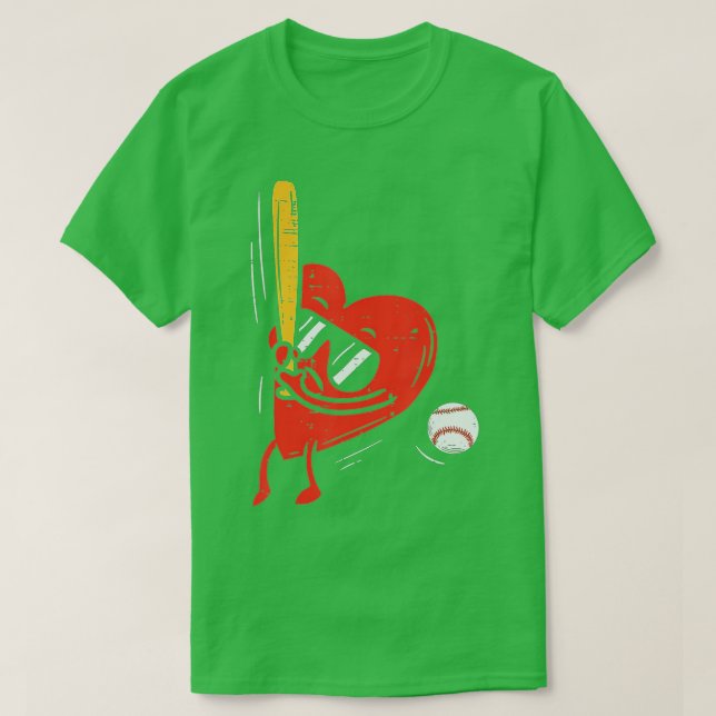 Heart Playing Baseball Valentines Day Boys Men Coa T-Shirt (Design Front)