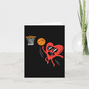 Heart Playing Basketball Cute Valentines Day Sport Card