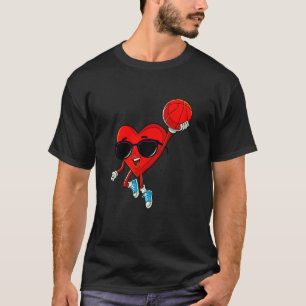 Heart Playing Basketball Cute Valentines Day Sport T-Shirt