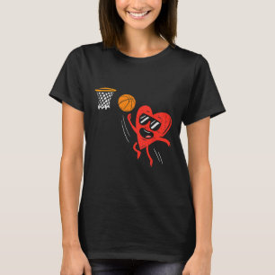 Heart Playing Basketball Cute Valentines Day Sport T-Shirt