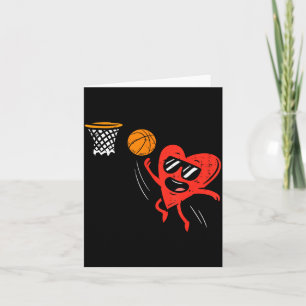 Heart Playing Basketball Cute Valentines Day Srts  Card