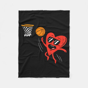 Heart Playing Basketball Cute Valentines Day Srts  Fleece Blanket