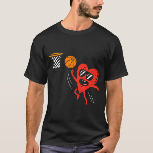 Heart Playing Basketball Cute Valentines Day Srts  T-Shirt