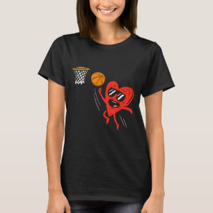 Heart Playing Basketball Cute Valentines Day Srts  T-Shirt