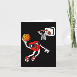 Heart Playing Basketball Valentines Day Boys Gifts Card