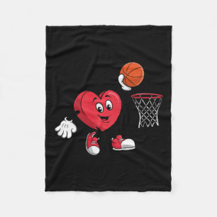 Heart Playing Basketball Valentine's Day For Sport Fleece Blanket