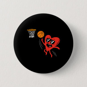 Heart Playing Bysketbyll Cute Valentines Day Sport 6 Cm Round Badge