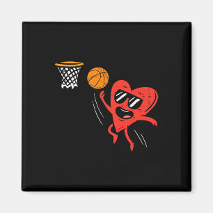 Heart Playing Bysketbyll Cute Valentines Day Sport Magnet