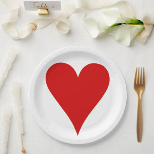 Heart Playing Card Shape Valentine's Day Paper Plate