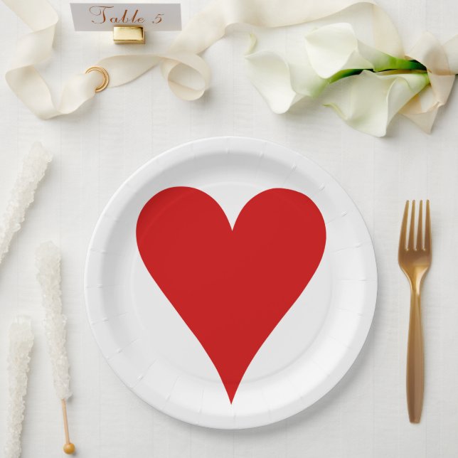 Heart Playing Card Shape Valentine's Day Paper Plate (Wedding)
