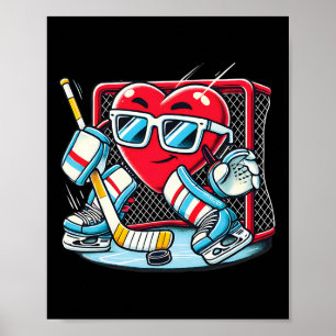Heart Playing Hockey Goalie Valentine's Day Men Wo Poster