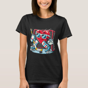 Heart Playing Hockey Goalie Valentine's Day Men Wo T-Shirt