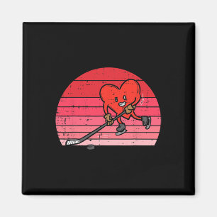Heart Playing Ice Hockey Sport Men Women Kids Vale Magnet