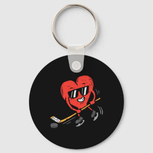 Heart Playing Ice Hockey Valentines Day Love Sport Key Ring