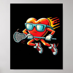 Heart Playing Lacrosse Funny Lacrosse Player Valen Poster