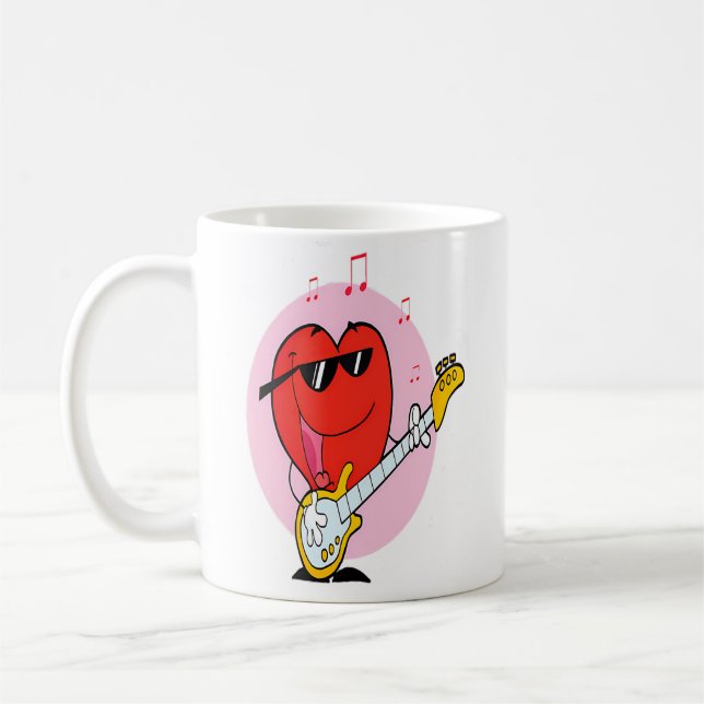 Heart Playing Music Valentines Tshirt For Men Wome Coffee Mug (Left)