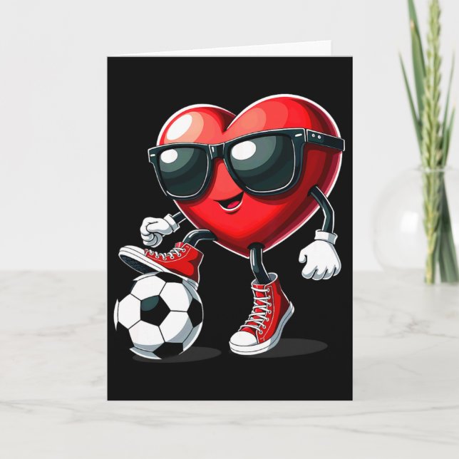 Heart Playing Soccer Valentines Day  Card (Front)