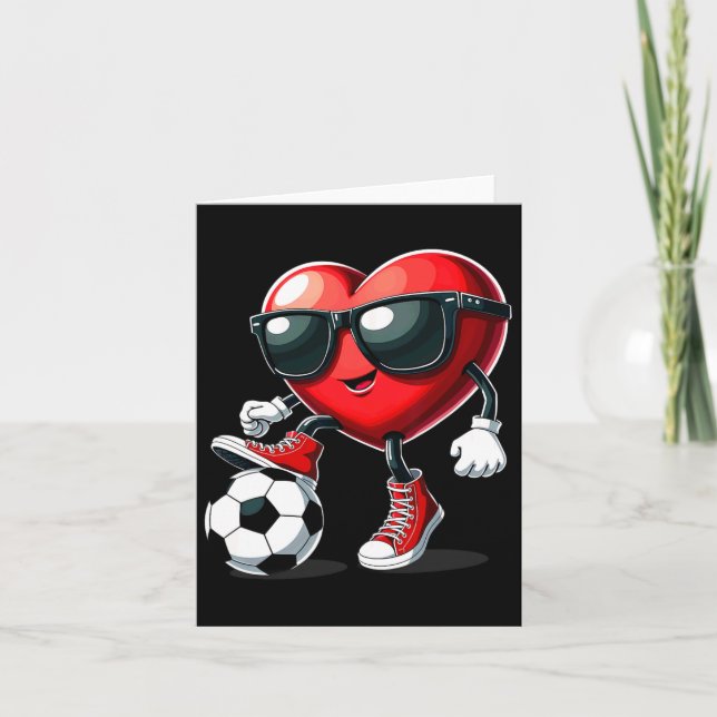 Heart Playing Soccer Valentines Day  Card (Front)