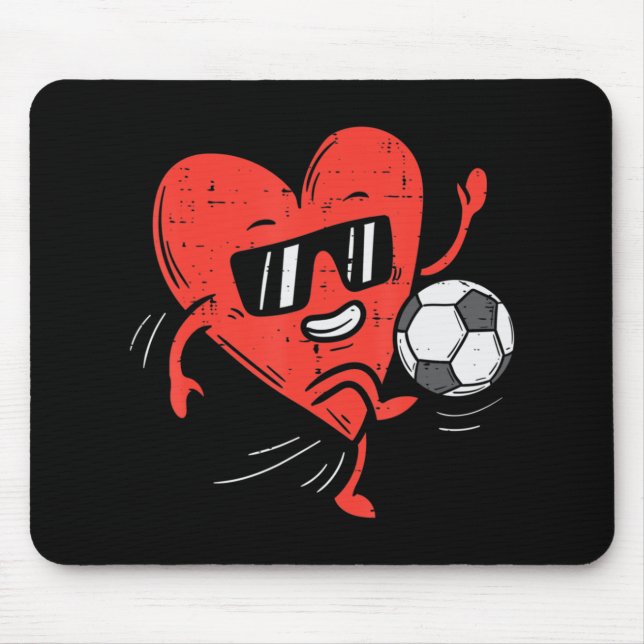 Heart Playing Soccer Valentines Day Football Girls Mouse Pad (Front)