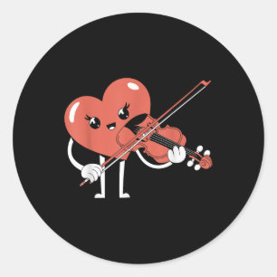 Heart Playing Violin Valentines Day Music Love Mus Classic Round Sticker