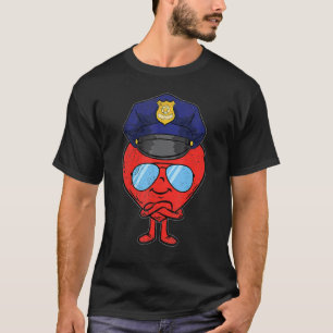 Heart Police Valentines Day Love Policeman Boys Ki T-Shirt