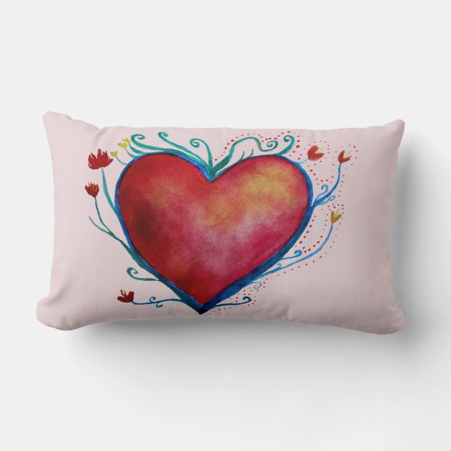 Heart Polyester Throw Pillow, Lumbar Pillow (Front)