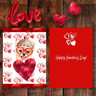 Heart Pomeranian Dog Lover Valentine Gift Holiday Card
