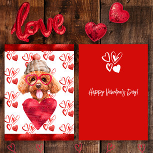 Heart Poodle Dog Lover Valentine Gift Holiday Card