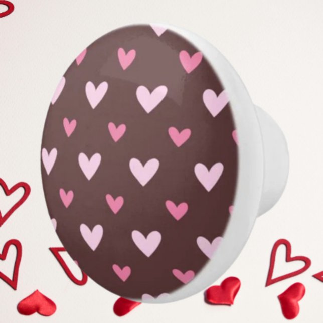 Heart Pop Ceramic Knob – Pink on Chocolate (Creator Uploaded)