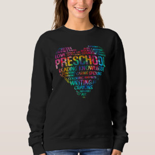 Heart Preschool Tie Dye Team Teacher Student Back  Sweatshirt