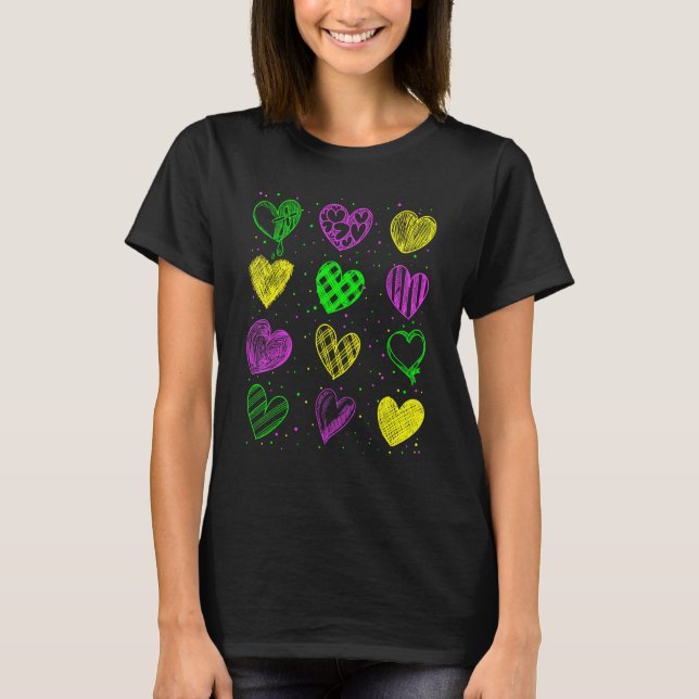 Heart Print Mardi Gras Cute Mardi Gras Party 2 T-Shirt (Front)