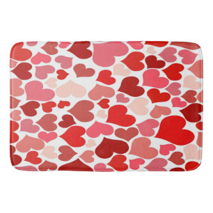 Heart Print Red and Pink Bath Mat