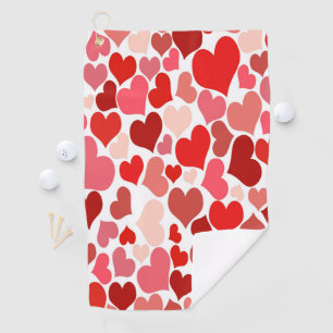 Heart Print Red and Pink Golf Towel