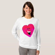 Heart Printed Basic Long Sleeve T-Shirt