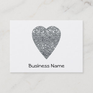Heart. Printed Light Grey and Mid Grey Pattern. Business Card