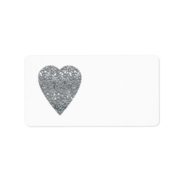 Heart. Printed Light Grey and Mid Grey Pattern. Label (Front)