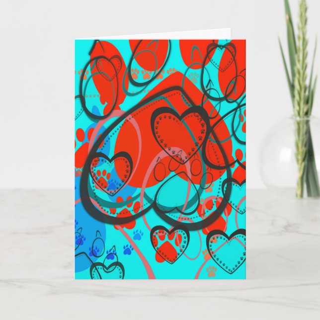 Heart Prints Pet Sympathy Card (Front)