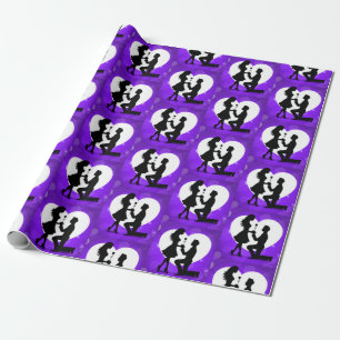 Heart Proposal Silhouette Purple Wrapping Paper