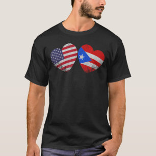 Heart Puerto Rican American Flag Patriotic Family  T-Shirt
